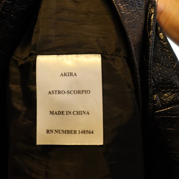 Azalea Wang Black Faux Leather Trench Coat M Croc Embossed Long Jacket - Picture 4 of 5